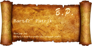 Bartó Patrik névjegykártya